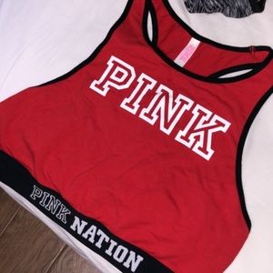 PINK unpadded high neck sports bra